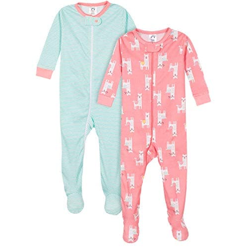 Gerber Baby Girls 2-Pack Footed Pajamas, Llama Pink, 24 Months