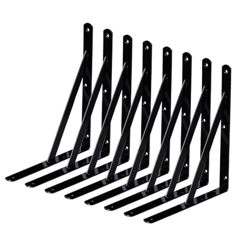 Shelf Brackets 8 Pack 11 inch Heavy Duty Metal L Brackets for Shelf 11"x8" Black Iron Wall Mount Screw Included