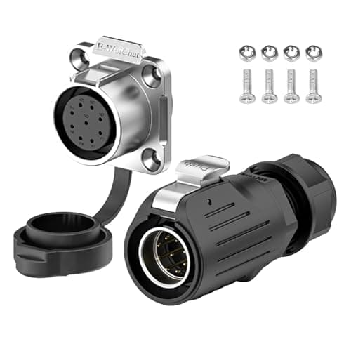 E-WeiChat EW-LP20 Industrial Waterproof Connector IP68 Quickly Plugging Aviation Connector Anti-Interference Circular Connector Fast Release Electrical Connector M20 2-12 Pin Flange Socket (9 Pin)