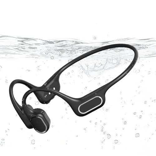 Fanisic Lap Swimming Headphones/Earbuds, Bluetooth 6.0 & MP3 with 32GB Memory IP68 Waterproof Bone Conduction Headphones, Underwater Open Ear Headphones Secure Fit for Surfing Cycling Running(Black)