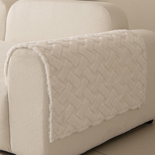 Akpgq Waterproof Dog Bed Cover Non Slip Couch Cover for Dogs Washable Soft Faux Fur Sofa Cover Couch Covers for 3 Cushion Couch Sofa Pet Friendly (Off White, 22.5x22.5(2pc))