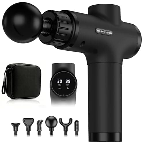 Youdgee Massage Gun, Deep Tissue Percussion Muscle Massager for Pain Relief, Handheld Electric Back & Neck Massager with 30 Speeds and 6 Massage Heads for Athletes, Men & Women (Black)