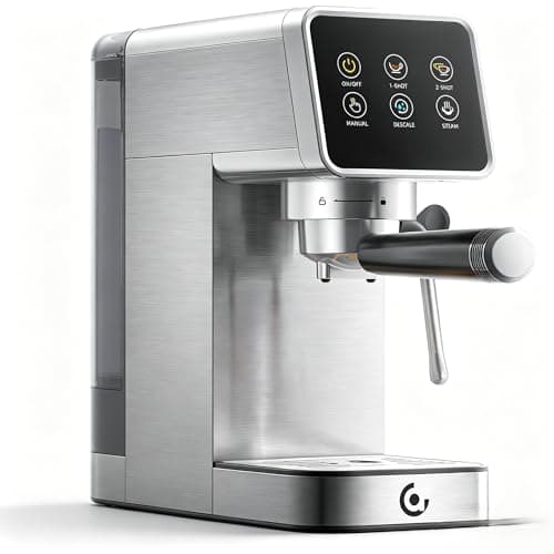 AMZCHEF 20 Bar Espresso Machine with LED Touch Screen, Home Coffee Maker with Self-Cleaning and Milk Frother, Compact Cappuccino and Latte Machine for Home & Office