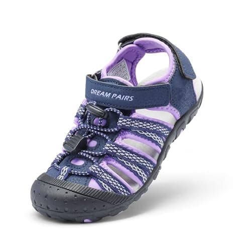 DREAM PAIRS Boys Girls Summer Outdoor Athletic Sport Sandals Hiking Beach Casual Water Closed Toe Adjustable Multicolor for Toddler/Little/Big Kids,Size 6 Toddler,Purple,171111-K