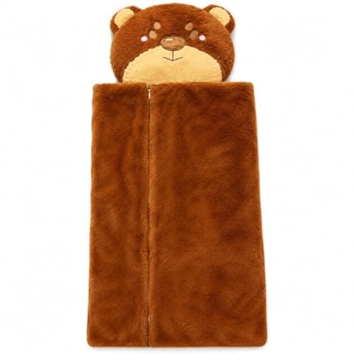 Nalexmi Kids Sleeping Bag, Animal Slumber Bags for Kids, Boys, and Girls. Soft Pillow, Nap Mat, Naptime (Brown Bear)