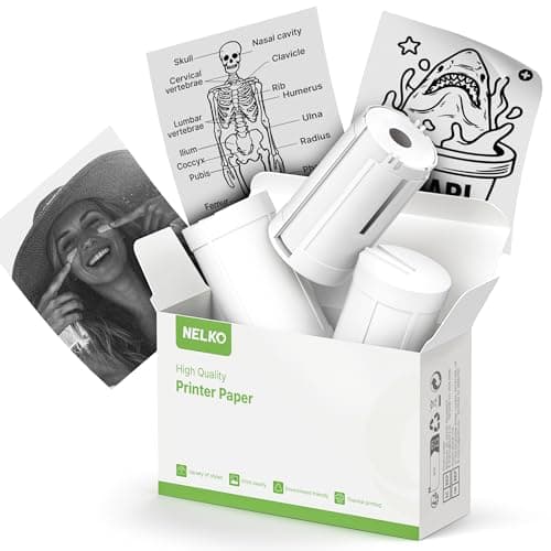 Nelko Genuine Self-Adhesive Thermal Printer Stickers, Compatible with PM230 Mini Sticker Printer, Black on White, 54mmx3.5m, 3 Rolls, Transparent