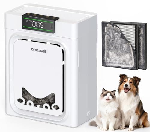 Oneisall Pet Air Purifiers for Home with Washable Filters,Home Large Room Up To 1410Ft²,CADR 320m³/h,25dB,PM2.5 Display,220g Double-sided Activated Carbon Filters