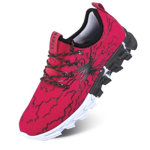 YTRXM Boys Girls Sneakers Lace-up Children Tennis Shoes Lightweight Non Slip Athletic Sports Running Walking Gym Shoes for Boys Girls Red 9.5 Little Kid