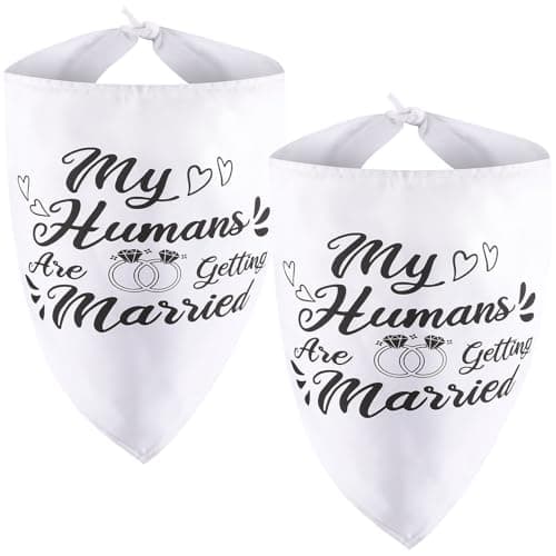 ondware 2 Pack My Humans are Getting Married Dog Bandanas, Wedding or Engagement Gift for Couples, Dog Wedding Bandanas and Costume, Engagement Party Decorations