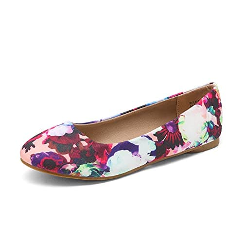 DREAM PAIRS Women's Sole-Simple Ballerina Walking Flats Shoes,Size 5,Floral,Sole-Simple