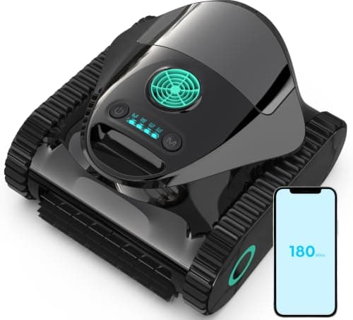 C1 Cordless Pool Cleaner Robot with Powerful Triple-Motor Suction, Wall & Waterline Deep Cleaning, Smart Paths with APP, Dual-Layer Filtration, for Inground Pools (Glossy Black)