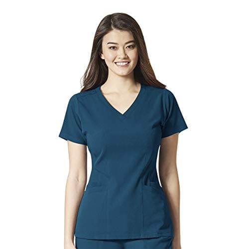 Women's Flex Back V-Neck Scrub Top, Caribbean, 2XS