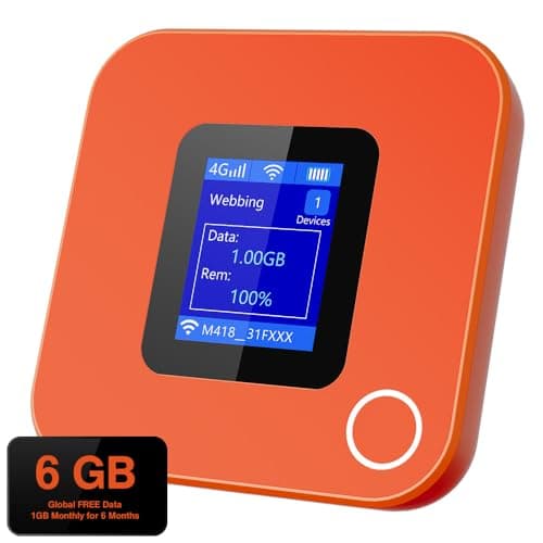 CarJoy 4G LTE Mobile Hotspot Device, 6-Month Free Global Data (1GB/Month), Portable WiFi Hotspot for Travel in 200+ Countries & Regions, Connect 32 Devices, 5000mAh Battery, No SIM Card Required