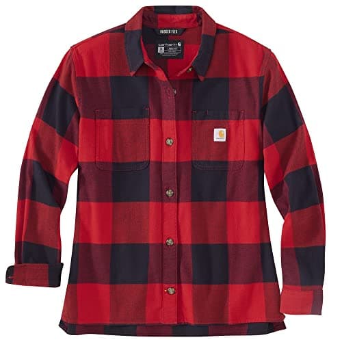 Carhartt Rugged Flex® Loose Fit Midweight Flannel Long-Sleeve Plaid Shirt Chili Pepper