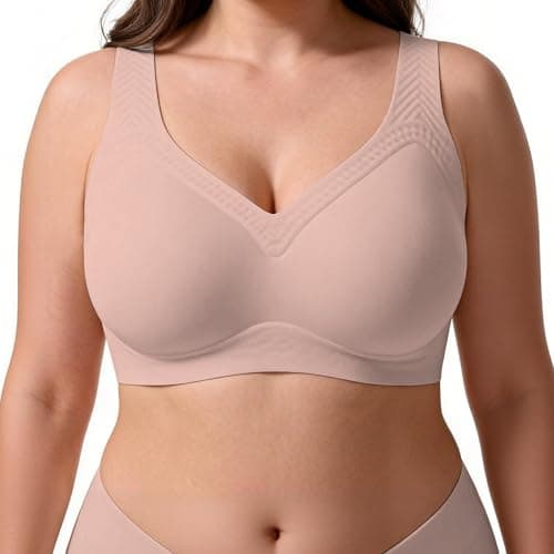 Soft Intention Jelly Wireless Bra,No Underwire Wireless Push Up Seamless Full Coverage Comfort Regular & Plus Size Nude