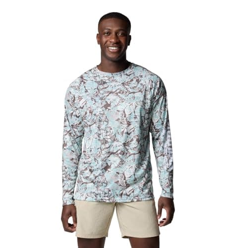 Columbia Men's PFG Terminal Tackle Triangle Long Sleeve Fishing Shirt, Spray Wild Caught, Small