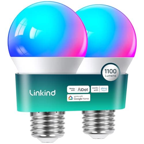 Linkind A19 Smart Light Bulbs, Work with Alexa/Google Home, 2 Pack