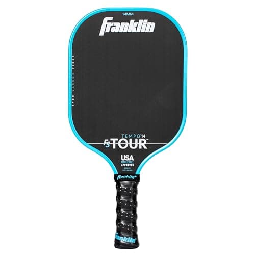 Franklin Sports Pro Pickleball Paddles - FS Tour Series Carbon Fiber Paddles - Official USA Pickleball (USAPA) Approved - Tempo Pro Player - 14mm Polymer Core - Blue