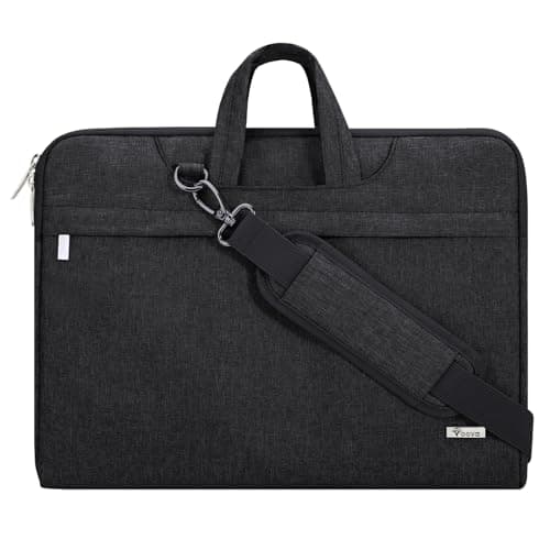 Voova Laptop Case 13 14 inch with Shoulder Strap, Waterproof Computer Sleeve Cover Compatible with MacBook Air 13, MacBook Pro 13/14, Slim Briefcase for Men Women, Black