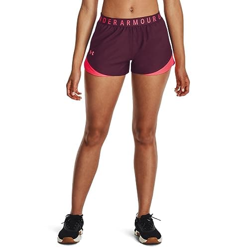 Under Armour Womens Play Up 3.0 Shorts, (601) Dark Maroon/Beta/Beta, X-Small