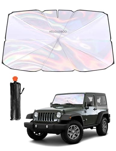 helloleiboo Car Windshield Sun Shade Umbrella,Colorful 360°Rotating Foldable Windshield Sun Shade Front Window Reflective Polyester Blocks Heat and Sun Sun Shade for Cars SUV