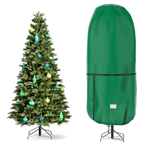 Upright Christmas Tree Storage Cover,Tear Resistant Adjustable Christmas Tree Storage Bag for 9 FT Artificial Tree Standing with Ornaments,Xmas Tree Cover, Dustproof