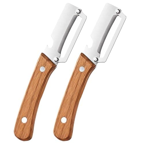 Vegetable Peeler 2-in-1 with Wooden Handle & Bottle Opener – multifunctional vegetable peeler, Stainless Steel Peeler for Fruits and Vegetables – 2 Pack