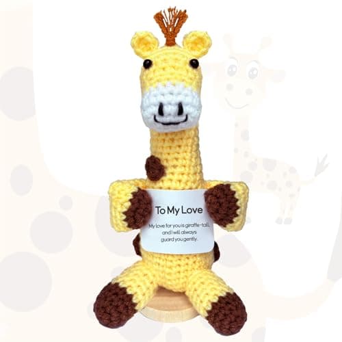 Gifts for Him Her Boyfriend Girlfriend, Positive Crochet Animals Giraffe To My Love Handmade Emotional Support Birthday Gifts Easter Basket Essentials Stuffers for Women Husband Wedding Anniversary
