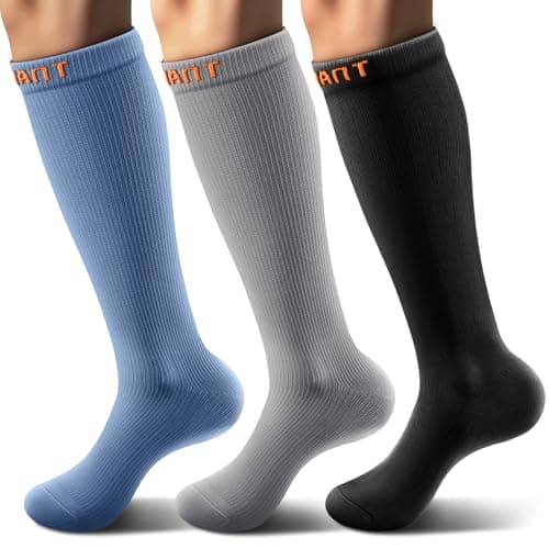 BULLIANT Compression Socks 3Pairs-15-20mmHg Circulation Support Men Women Hiking Sports Recovery-Upgraded Wicking Tech(3Pairs,Small-Medium)