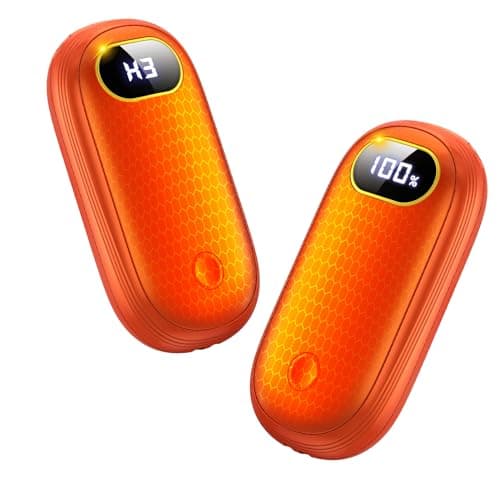 Electric Hand Warmers Rechargeable with Flashlight, LED Display, 17Hrs Warmth, Dual-Side 4 Levels Fast Heating Portable Pocket Heater for Hunting, Camping, Golf, Outdoor, Gifts for Women/Men