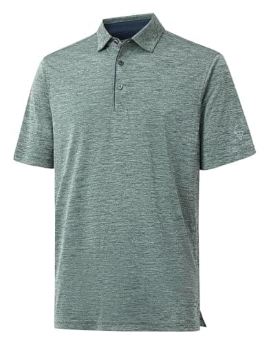 M MAELREG Golf Shirts for Men Dry Fit Athletic Sport Performance Moisture Wicking Mens Polo Shirts Short Sleeve Turquoise Heather