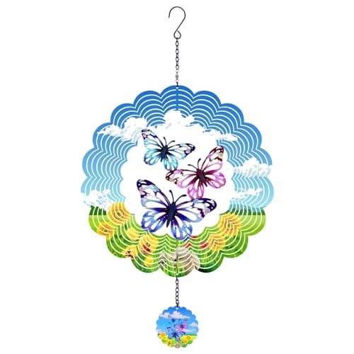 Weibefee Butterfly Wind Spinners, Outdoor Garden Decor, Wind Chimes for Outside, Wind Spinner Outdoor Colorful Butterfly Mother's Day Decor, Ornaments Kinetic Yard Art, Mother's Day Decorations