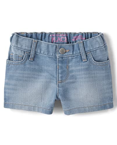 The Children's Place Baby Toddler Girls Denim Shortie Shorts, Peony Wash, 18-24 Monts,baby girls,and Toddler Girls Denim Shortie Shorts,Peony Wash,18-24 Months