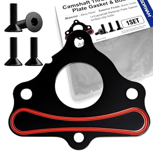 Camshaft Retainer Plate Gasket with Bolt Kit, Compatible with Chevy LS Series Engines Gen III/IV/V, 4.8L 5.3L 5.7L 6.0L 6.2L LS1 LS2 LS3 LQ4 LQ9, Replaces 12589016 11561455 ARP 134-1003