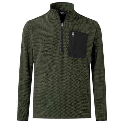 M MAELREG Mens Pullover Quarter Zip Midweight 1/4 Zip Pullover Mens Casual Long Sleeve Texture Warmth Sweatshirts Forest Green