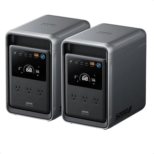 Anker SOLIX S2000 Portable Power Station (2 Pack), 1500W Solar Generator for Home Use, 35-Hr Fridge Backup, 4,020Wh LFP Battery for Home Backup, Emergencies, Power Outages, Camping