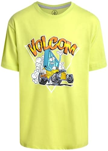 Volcom Boys T Shirt - Cotton Blend Short Sleeve Graphic Tees for Boys - Cool Casual Graphic T Shirts, Size 14, Limelight