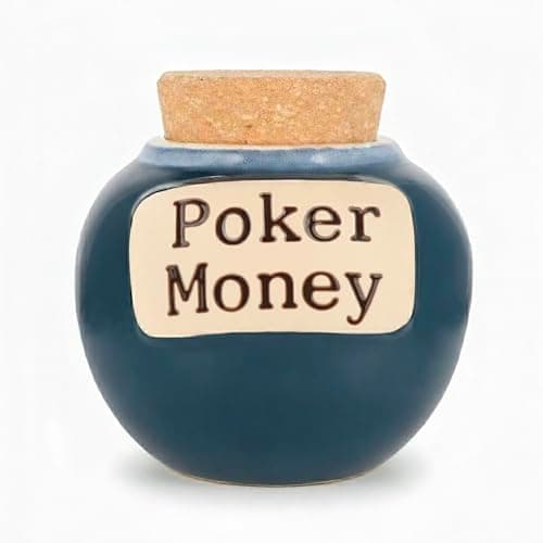Cottage Creek Jars | Poker Money Piggy Bank Casino Jar, Blue Ceramic Slot Machine Coin Bank | Gifts for Women, Men, Dad, Friends | Gambling Gift Ideas for Poker Players and Casino Lovers