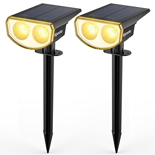 Kyosho Solar Spot Lights Outdoor Warm White, 38 LEDs Solar Landscape Lights IP67 Waterproof, 2-in-1 Outdoor Spotlights Garden Wall Lights with 3 Modes for Tree, Yard, Patio