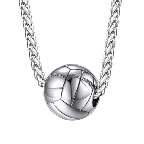 FaithHeart Cool Volleyball Necklace for Male Stainless Steel Athlete Fans Jewelry Gift for Dad