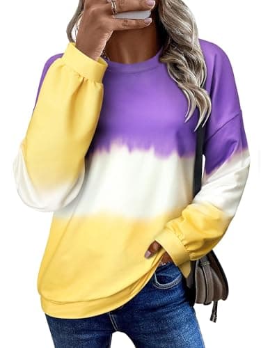 Dresswel Women's Oversized Tie Dye Sweatshirts Crew Neck with No Hood
