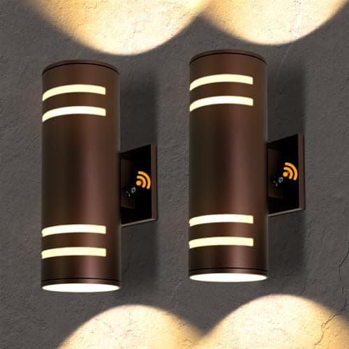 Tesjaso Outdoor Wall Lights 2 Pack, Dusk to Dawn Sensor, E26 Bulbs Included