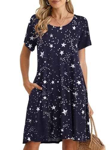 BELAROI Womens Summer Dresses Plus Size Tshirt Dress Casual Short Sleeve Scoop Neck Swing Tunic Beach Sundress (4X, Flower128)