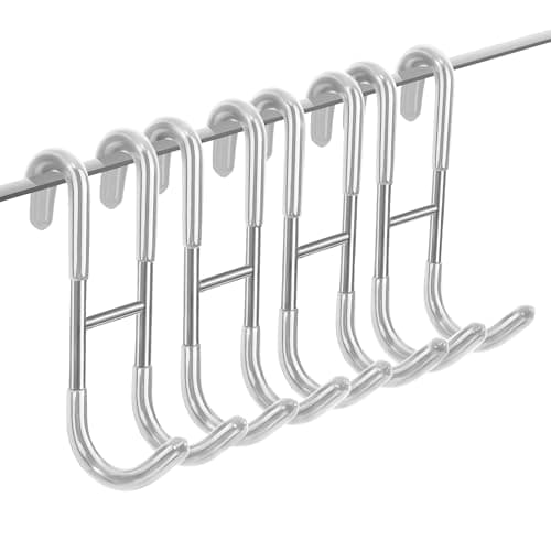 RICHMIRTH Over Shower Door Hooks for Towels – Rustproof Stainless Steel Bathroom Hooks for Glass Shower Doors, No-Drill Hangers for Robes, Towels & Loofahs, Fits Framed and Frameless Doors (4, Silver)