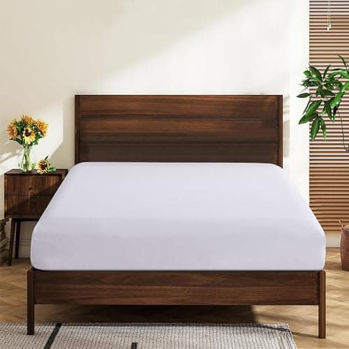 Twin Size 100% Egyptian Cotton Fitted Sheet, 600 Thread Count 16" Deep Pocket, Ultra-Soft Hotel Luxury, Durable, Breathable and Comfy Bottom Sheet (1 Pack Twin Fitted Sheet, White)