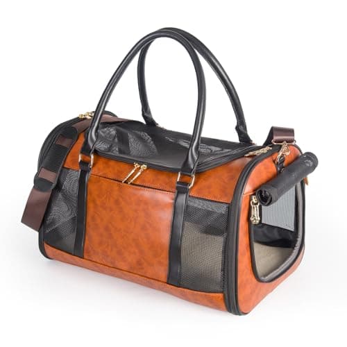 Dog Soft-Sided Carriers Pet Carrier for Small Dogs Cats, Fashion PU Leather Small Dog Carrier Pet Purse, Airline Approved Travel Pet Carrier for Puppy Kitten Small Animals