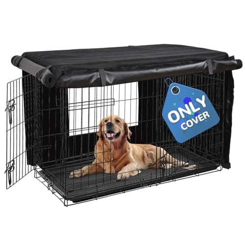 HONEST OUTFITTERS Dog Crate Cover, 24 Inch Dog Kennel Cover for Medium and Large Dog, Heavy Duty Oxford Fabric,with Double Door, Pockets and Mesh Window (25L x 19W x 20H, Black)