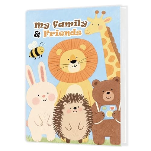 Cabana Bor Baby Photo Album 4x6 Inch, My Family and Friends Baby Photo Album Memory Book Keepsake with 18 Pockets Hold 36 Pictures for Babies Shower Newborns Boys Girls Family