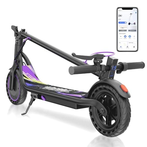 Electric Scooter for Adults & Teens, 350W Motor, 15 Miles Long Range, 19 MPH Max Speed, 8.5" Solid Tire, Lightweight EScooter with Dual Brakes & Lights, APP
