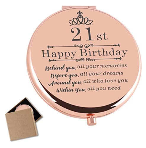 Cawnefil 21st Birthday Gifts for Girls Rose Gold Compact Makeup Mirror Perfect 21st Birthday Gift for Her